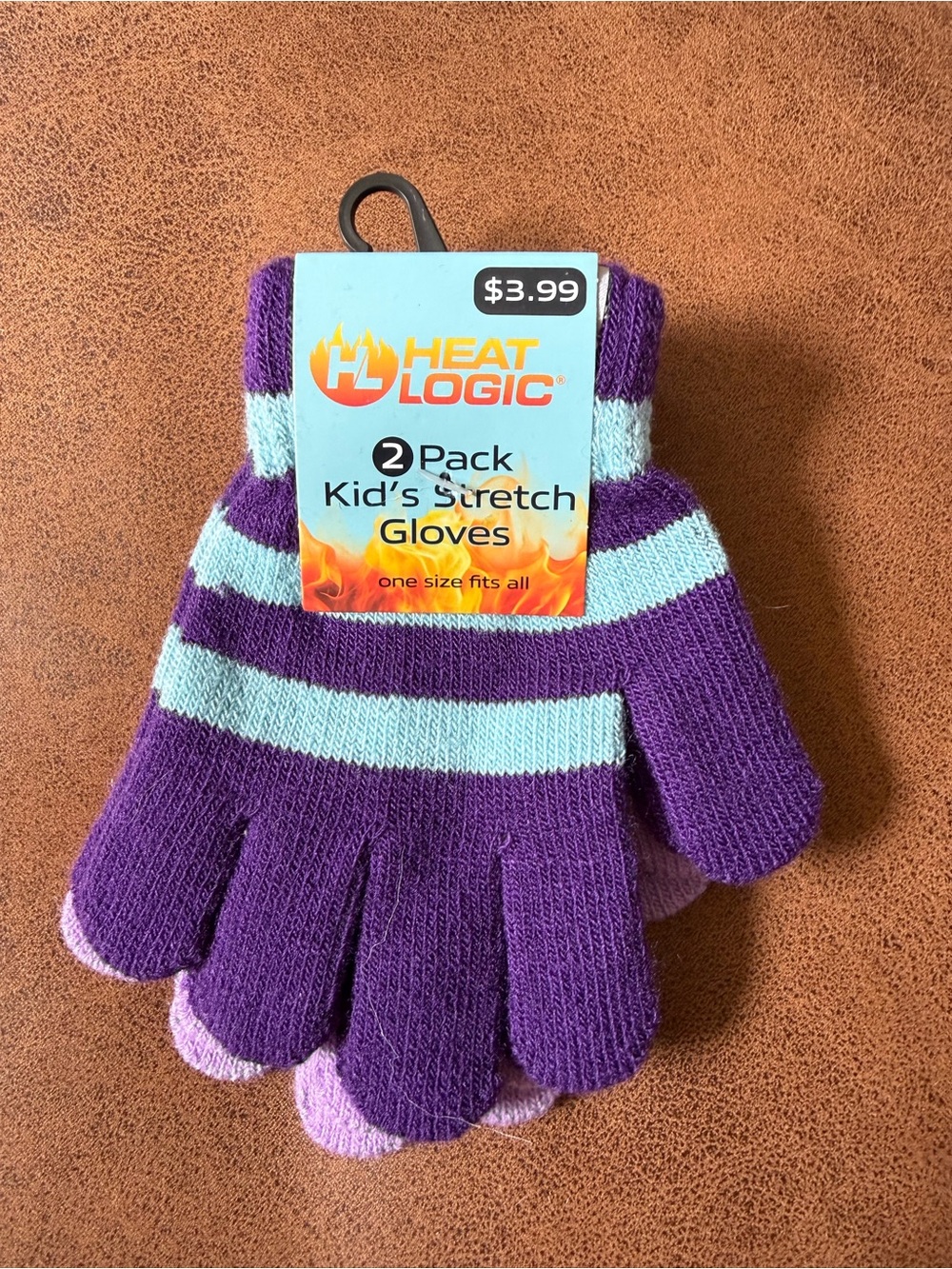 Kids Stretch Mittens - Purple & Light Blue (2 Pack)